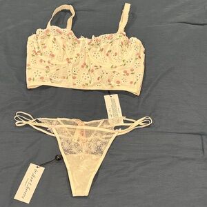 For Love And Lemons Floral Embroidered Bra and Panty Set